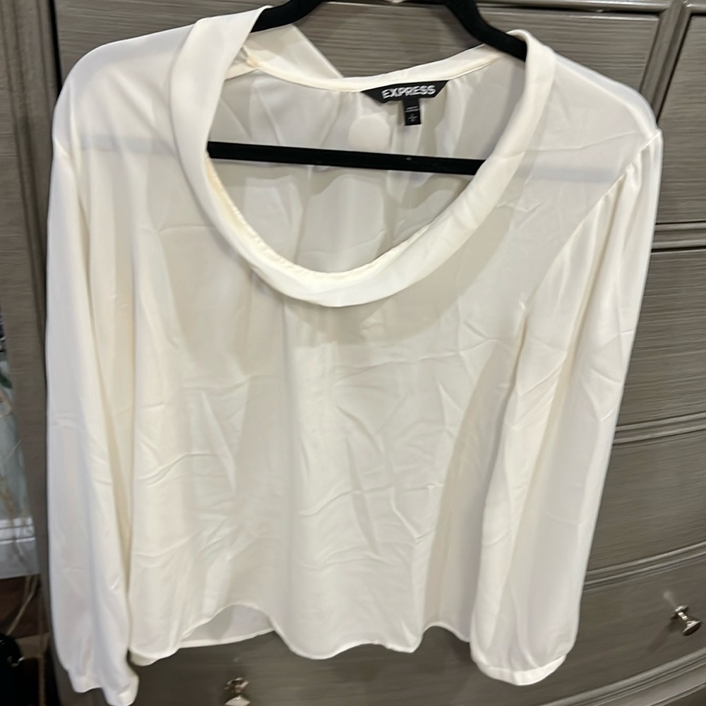 Express sheer blouse cream top size L